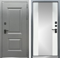Входная дверь с терморазрывом Барьер 3К с зеркалом Максимум (Букле Графит / Белый матовый) для частного загородного дома и дачи 30841