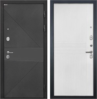 Входная дверь Сицилия ФЛ-613 Чёрный (крашеный) / ФЛ-326М Мэджик шифон белый для установки в квартиру 28946