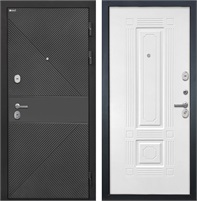 Входная дверь Сицилия ФЛ-613 Чёрный (крашеный) / ФЛ-2 Силк ясень белый для установки в квартиру 30890