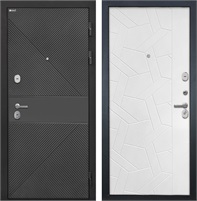 Входная дверь Сицилия ФЛ-613 Чёрный (крашеный) / ФЛ-306 Силк ясень белый для установки в квартиру 30891