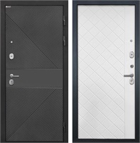 Входная дверь Сицилия ФЛ-613 Чёрный (крашеный) / ФЛ-Ромбы Силк ясень белый для установки в квартиру 30892