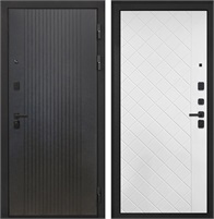 Входная дверь Профит Black ФЛ-Ромбы (Лофт черный / Силк ясень белый) для установки в квартиру 30939
