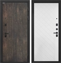 Входная дверь Профит Black ФЛ-Ромбы (Тиковое дерево / Силк ясень белый) для установки в квартиру 31005