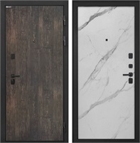 Входная дверь Профит Black Гладкая (Тиковое дерево / Мрамор арктик) для установки в квартиру 31010