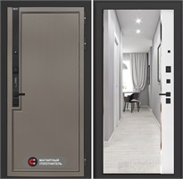 Входная дверь Лаб 1 Про с зеркалом Панорама - Белый софт для установки в квартиру 31036