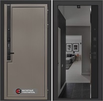 Входная дверь Лаб 1 Про с тонированным зеркалом Панорама - Черный кварц для установки в квартиру 31037