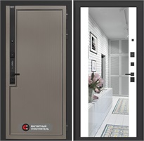 Входная дверь Лаб 1 Про с зеркалом Максимум - Белый софт для установки в квартиру 31038