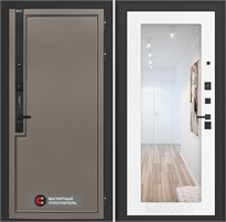 Входная дверь Лаб 1 Про с зеркалом 18 - Белое дерево для установки в квартиру 31041