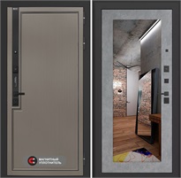 Входная дверь Лаб 1 Про с зеркалом 18 - Бетон светлый для установки в квартиру 31042