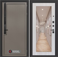 Входная дверь Лаб 1 Про с зеркалом 18 - Сандал белый для установки в квартиру 31043