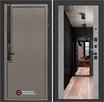 Входная дверь Лаб 1 Про с зеркалом Максимум - Бетон светлый для установки в квартиру 31051