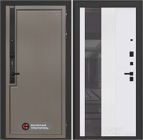 Входная дверь Лаб 1 Про с тонированным зеркалом 32 - Белый рельеф софт для установки в квартиру 31055