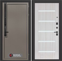 Входная дверь Лаб 1 Про - 01 Сандал белый, стекло белое для установки в квартиру 31064