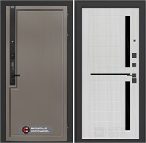 Входная дверь Лаб 1 Про - 02 Сандал белый, стекло черное для установки в квартиру 31069
