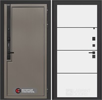 Входная дверь Лаб 1 Про - 25 Белый софт, черные молдинги для установки в квартиру 31071