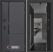 Входная дверь Лаб 2 Про с тонированным зеркалом Панорама - Черный кварц для установки в квартиру 31104