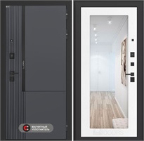 Входная дверь Лаб 2 Про с зеркалом 18 - Белое дерево для установки в квартиру 31108