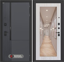 Входная дверь Лаб 2 Про с зеркалом 18 - Сандал белый для установки в квартиру 31110