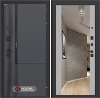 Входная дверь Лаб 2 Про с зеркалом Максимум - Грей софт для установки в квартиру 31117