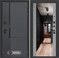 Входная дверь Лаб 2 Про с зеркалом Максимум - Бетон светлый для установки в квартиру 31118