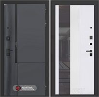 Входная дверь Лаб 2 Про с тонированным зеркалом 32 - Белый рельеф софт для установки в квартиру 31122