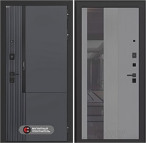 Входная дверь Лаб 2 Про с тонированным зеркалом 32 - Серый рельеф софт для установки в квартиру 31123