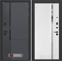 Входная дверь Лаб 2 Про - 31 Белый софт, зеркальная вставка с тонировкой для установки в квартиру 31124