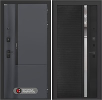 Входная дверь Лаб 2 Про - 31 Черный кварц, зеркальная вставка с тонировкой для установки в квартиру 31125