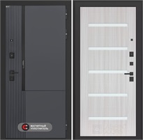 Входная дверь Лаб 2 Про - 01 Сандал белый, стекло белое для установки в квартиру 31131