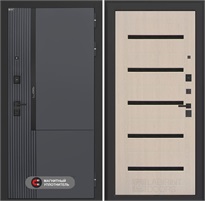 Входная дверь Лаб 2 Про - 01 Беленый дуб, стекло черное для установки в квартиру 31133