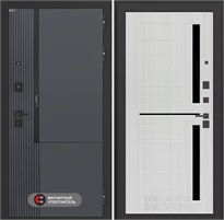 Входная дверь Лаб 2 Про - 02 Сандал белый, стекло черное для установки в квартиру 31136