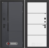 Входная дверь Лаб 2 Про - 25 Белый софт, черные молдинги для установки в квартиру 31137