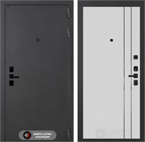 Входная дверь СонаЛаб 10 (Муар серый / Белый рельеф софт) для установки в квартиру 31180