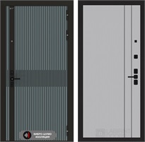 Входная дверь Иссида 10 Серый рельеф софт, черный молдинг для установки в квартиру 31236