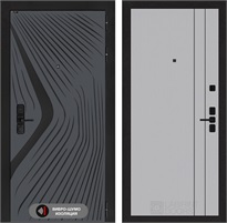 Входная дверь Леолаб 10 - Серый рельеф софт, черные молдинги для установки в квартиру 31241
