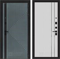 Входная дверь Кредор 10 - Белый рельеф софт, черные молдинги для установки в квартиру 31265