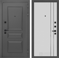 Входная дверь Орлеан 10 (Муар серый / Белый рельеф софт, черный молдинг) для установки в квартиру 31270