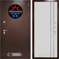 Уличная входная дверь Термо Магнит 10 (Антик медный / Белый рельеф софт) для частного загородного дома и дачи 31325