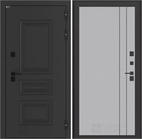 Входная дверь Аляска Термо Лайт 10 - Серый рельеф софт, черный молдинг для частного загородного дома и дачи 31336