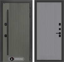 Входная дверь с терморазрывом Термолаб 1 Тепло №29 - Серый рельеф софт для частного загородного дома и дачи 31349