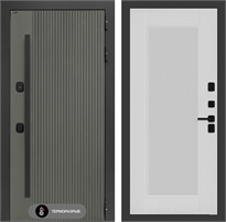 Входная дверь с терморазрывом Термолаб 1 Тепло №30 - Белый рельеф софт для частного загородного дома и дачи 31353