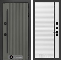 Входная дверь с терморазрывом Термолаб 1 Тепло №22 - Белый софт с молдингом для частного загородного дома и дачи 31373