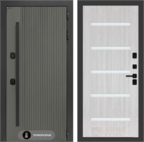 Входная дверь с терморазрывом Термолаб 1 Тепло №01 - Сандал белый, стекло белое для частного загородного дома и дачи 31380