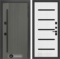 Входная дверь с терморазрывом Термолаб 1 Тепло №01 - Белое дерево, стекло черное для частного загородного дома и дачи 31381