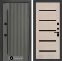 Входная дверь с терморазрывом Термолаб 1 Тепло №01 - Беленый дуб, стекло черное для частного загородного дома и дачи 31382
