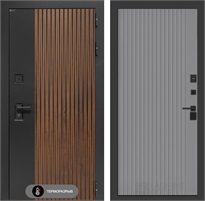 Входная дверь с терморазрывом Айслаб №29 - Серый рельеф софт для частного загородного дома и дачи 31425