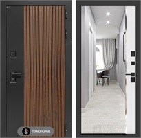 Входная дверь с терморазрывом Айслаб с зеркалом Панорама - Белый софт для частного загородного дома и дачи 31432