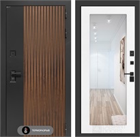 Входная дверь с терморазрывом Айслаб с зеркалом 18 - Белое дерево для частного загородного дома и дачи 31436