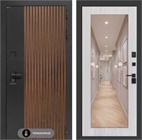 Входная дверь с терморазрывом Айслаб с зеркалом 18 - Сандал белый для частного загородного дома и дачи 31437