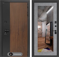 Входная дверь с терморазрывом Айслаб с зеркалом 18 - Бетон светлый для частного загородного дома и дачи 31438